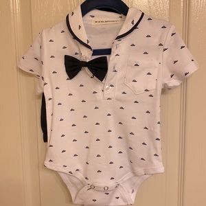 Baby boy matching shirt set with suspenders